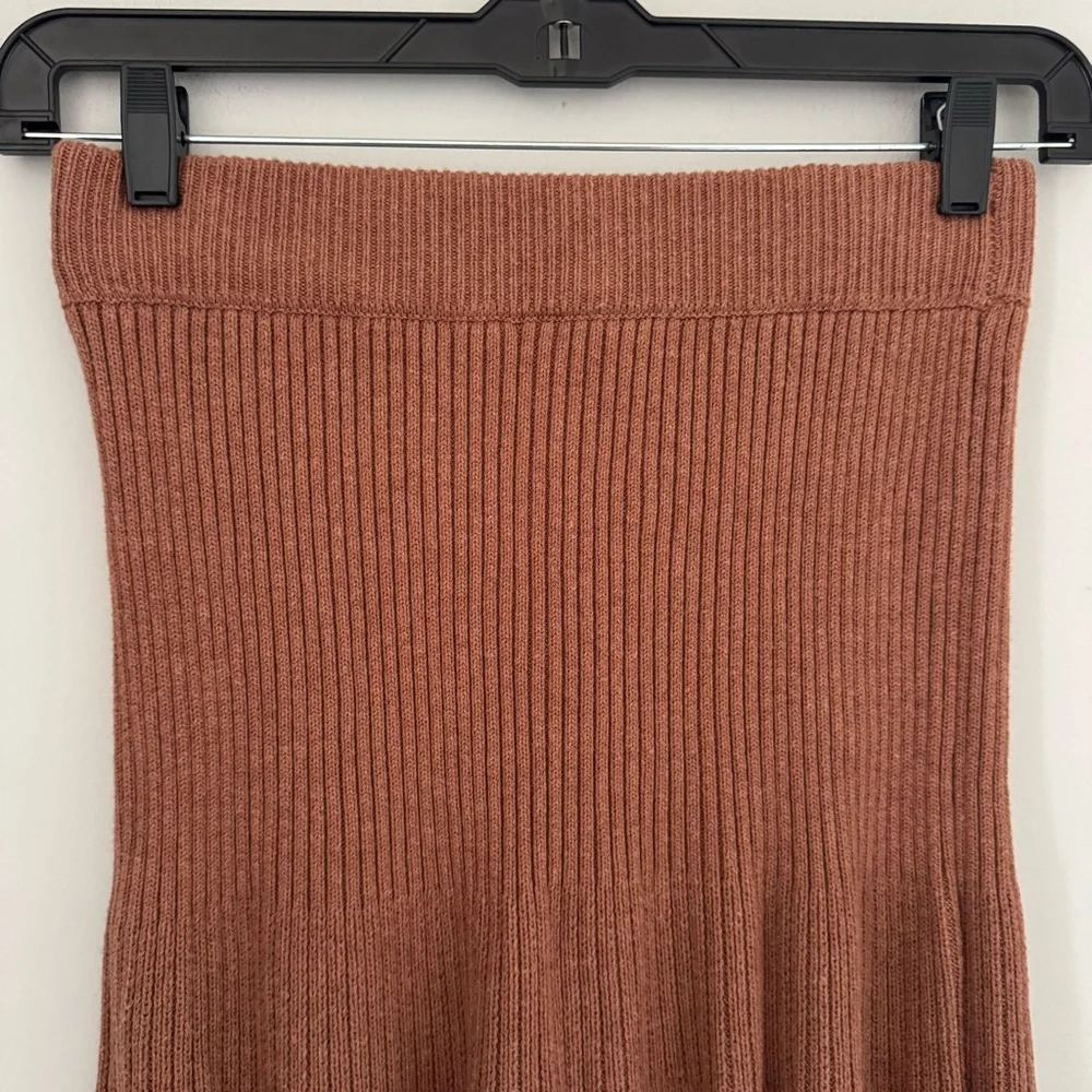 Free People Solid Gold Knit Skirt Cocoa Heather